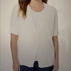 Woman Within Knit Cotton White Short Sleeve Cardigan Sweater sz 2X